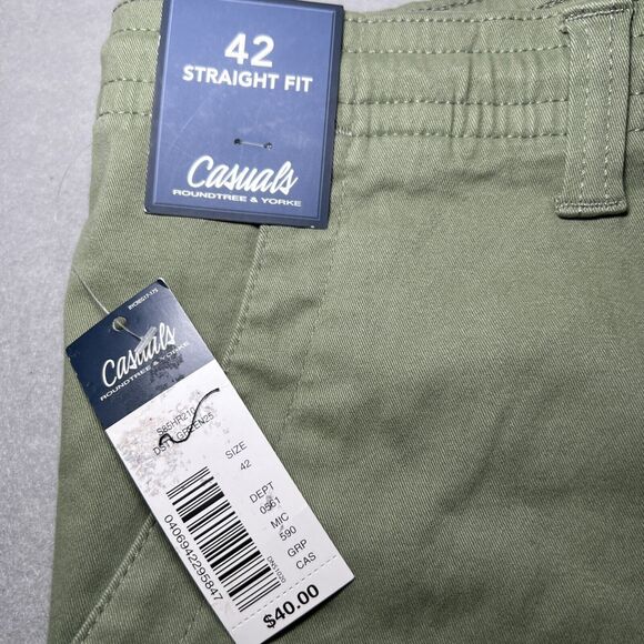Roundtree Yorke Casuals NWT Mens Shorts Size 42 Straight Fit Drawstring Olive - Picture 2 of 11